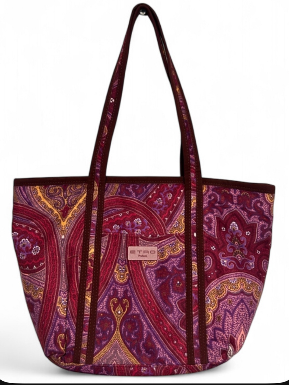 NEW ETRO Milano Profumi Paisley Velvet Tote Bag Purple Burgundy - Made in Italy